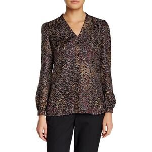 Tory Burch Jayden Silk Blouse Tunic Top Animal Print - Size 2 #T781